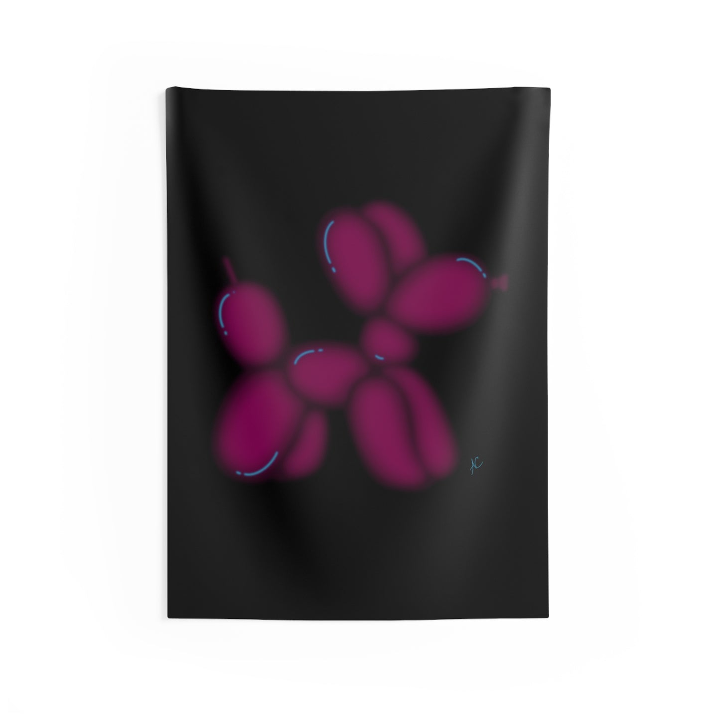 Balloon Dog Wall Tapestry — Neon Magenta Pop Art Decor