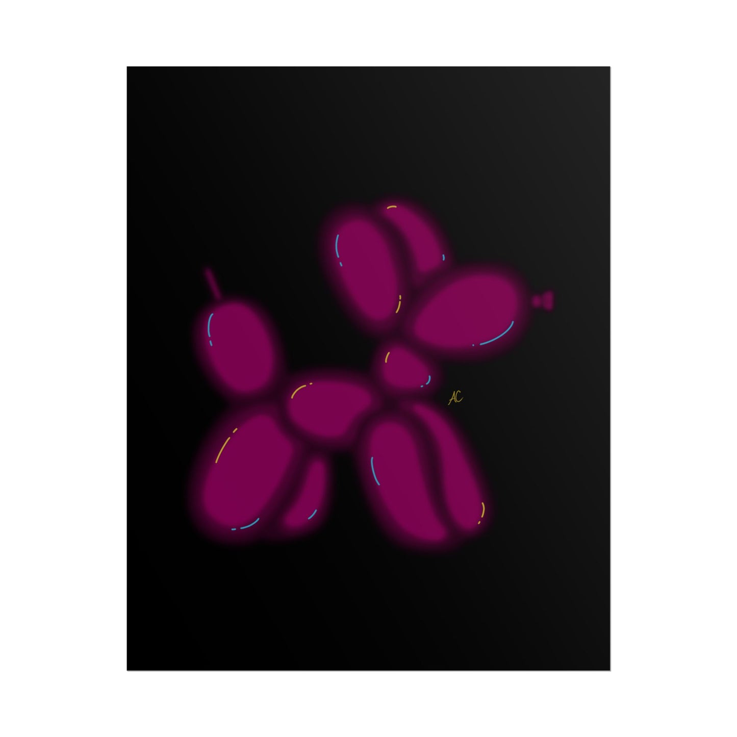 Neon Balloon Dog Poster — Magenta Pop Art Rolled Wall Art