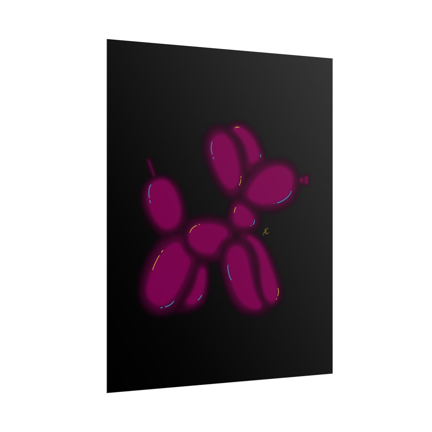 Neon Balloon Dog Poster — Magenta Pop Art Rolled Wall Art