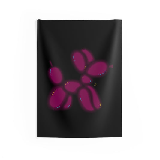 Neon Balloon Dog Wall Tapestry — Magenta Pop Art Rolled Wall Art
