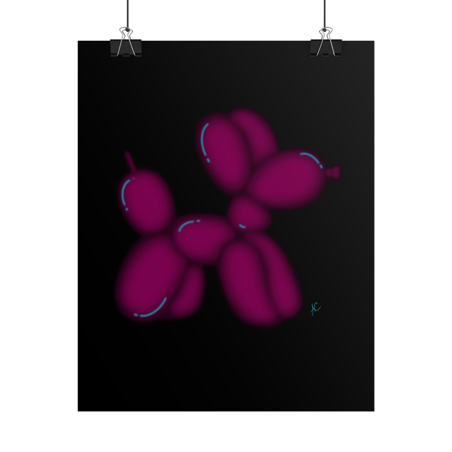 Neon Balloon Dog Poster — Magenta Pop Art Rolled Wall Art