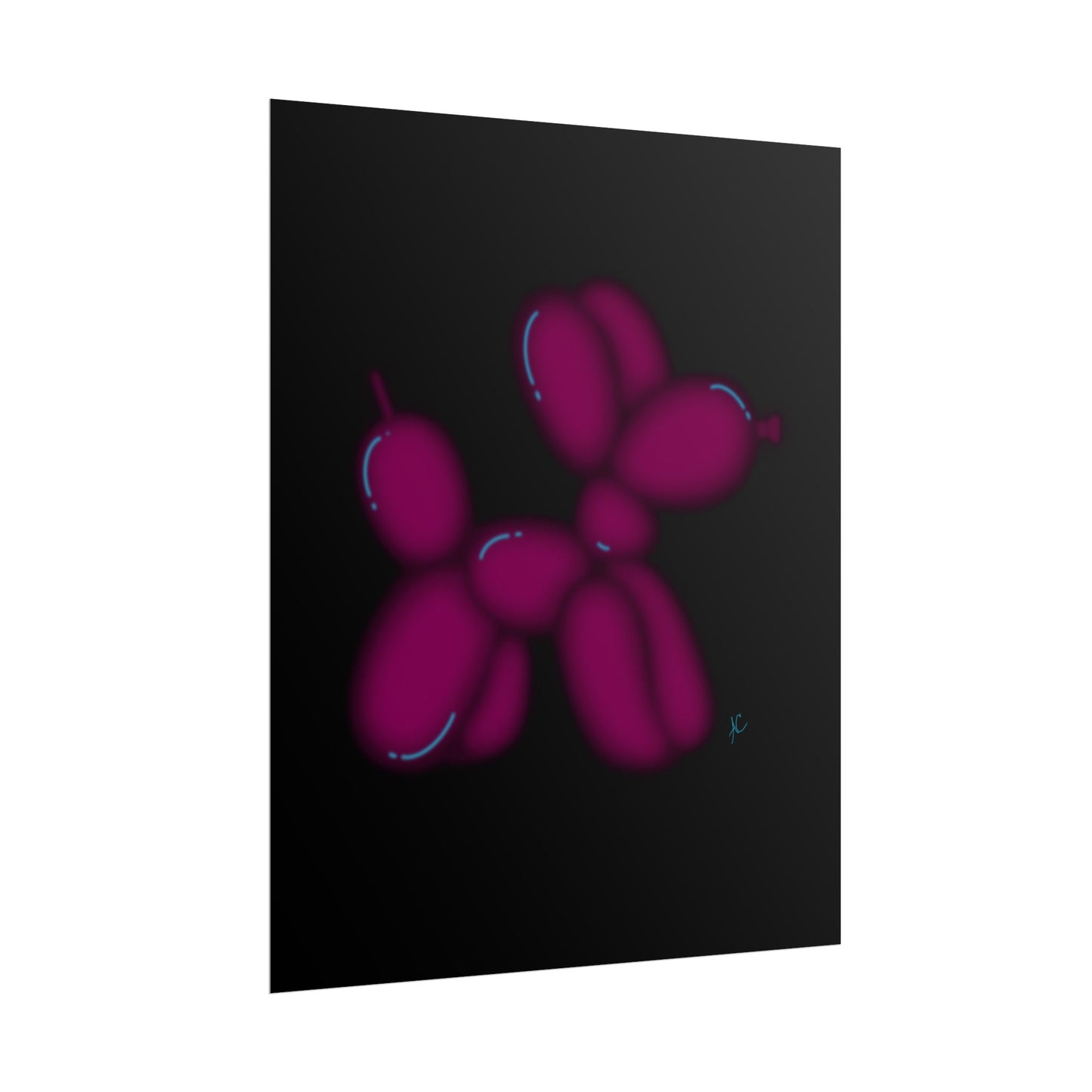 Neon Balloon Dog Poster — Magenta Pop Art Rolled Wall Art