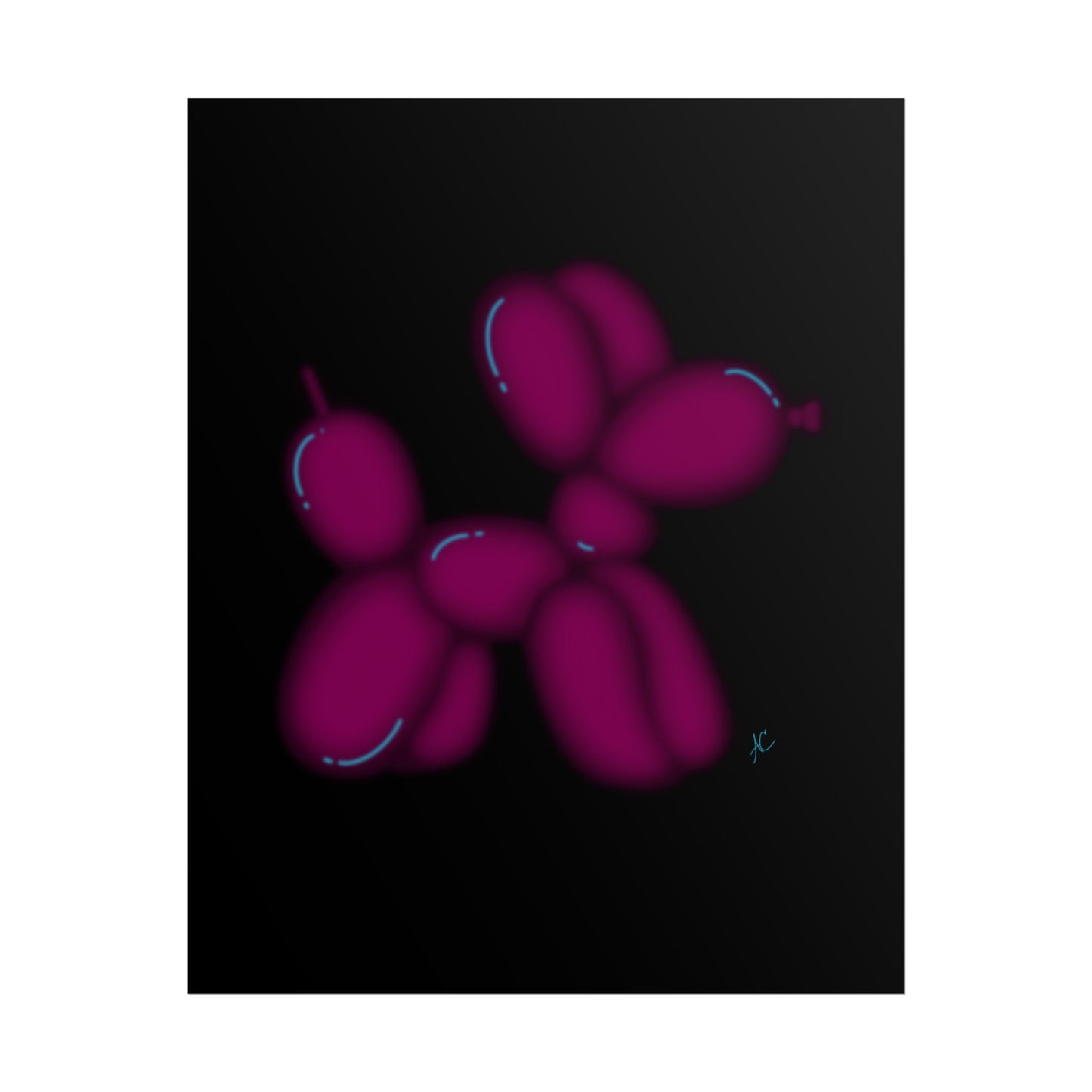 Neon Balloon Dog Poster — Magenta Pop Art Rolled Wall Art